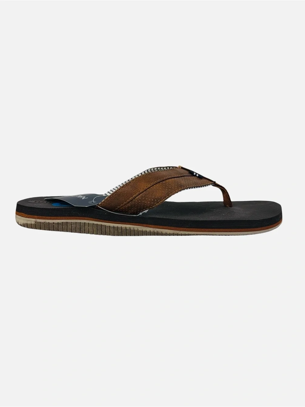 Nautica Clarkson 2 Flip Flop Faux Leather Upper Thong Brown Slip On Mens Sz 10